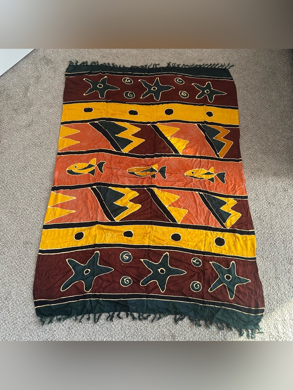 Vintage Tribal African Wrap Shawl Sarong Wall Art Decor Tapestry Coastal Boho